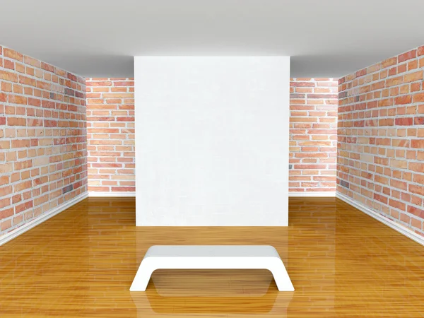 Gallery's hall with bench — Stock Photo, Image