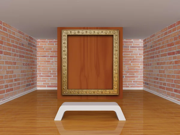 Galerie s lavičkou a ozdobným rámem — Stock fotografie