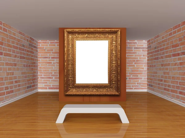 Galerij hal met Bank en sierlijke frame — Stockfoto