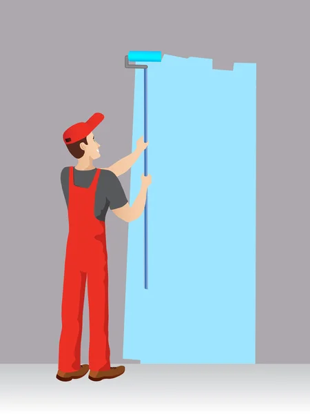 Painter with a blue color — Stock Photo, Image
