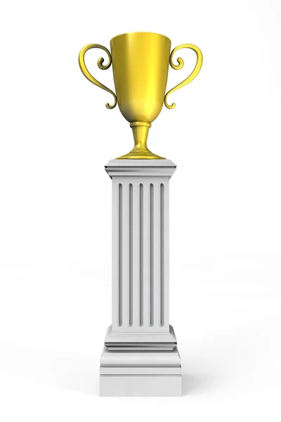 Zlatá trofej poháru na podstavci — Stock fotografie