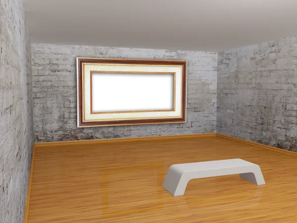 Empty gallery with picture frame — Stock Photo, Image