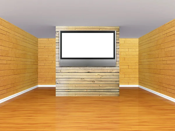 Gallery's hall with flat tv — Stock Photo, Image