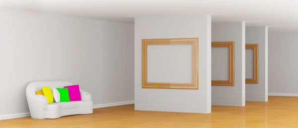 Galeriesaal mit Sofa — Stockfoto