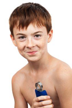 Boy with the expander clipart