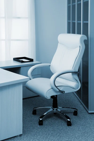 Fotel biała skóra — Zdjęcie stockowe