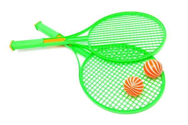 緑のテニス ラケットとボール — ストック写真