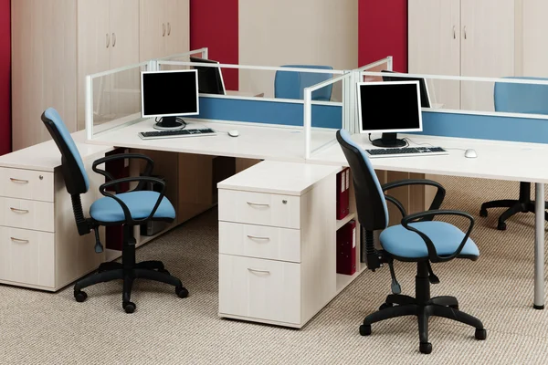 Computers on the desks — Stok fotoğraf