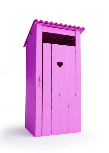 ピンクレオパード木製バイオトイレ (農村の魅力) — ストック写真