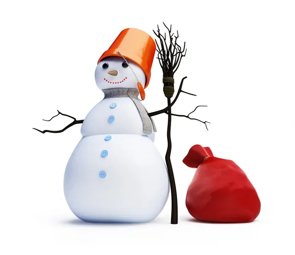 Красная сумка для снеговиков — стоковое фото