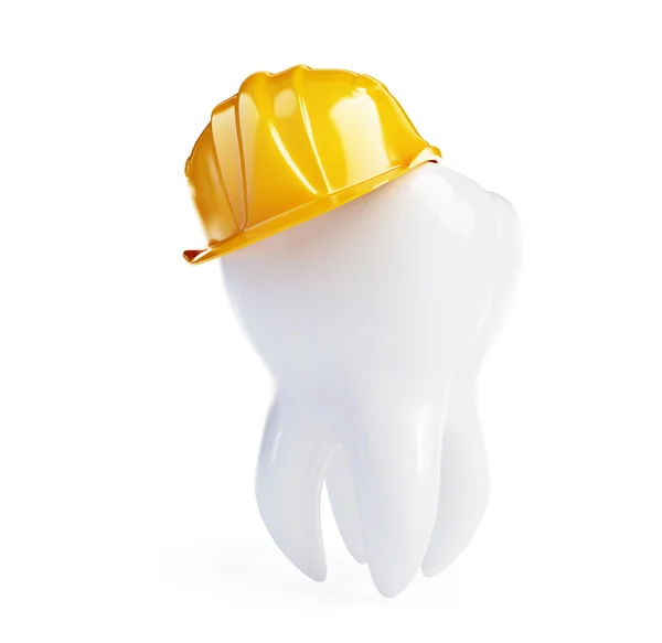 Zahn im Arbeitshelm — Stockfoto