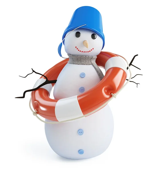 Snowmen lifebelt on a white background — Stock Photo, Image