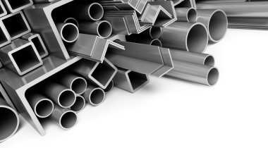 Metal pipes on white background