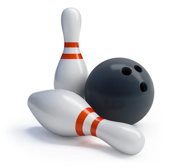 Kuželky a bowling míč — Stock fotografie