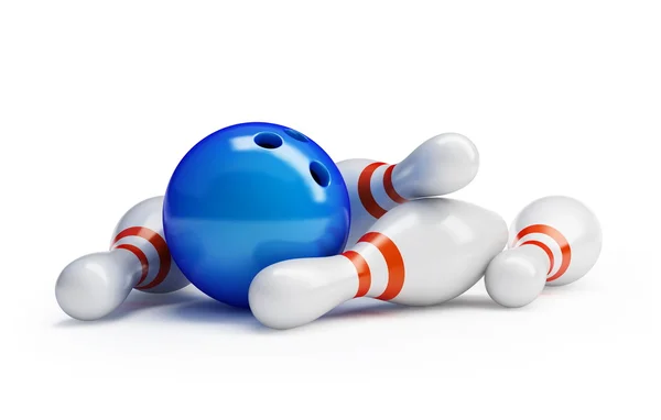 Skittles and bowling ball — Stock Photo, Image