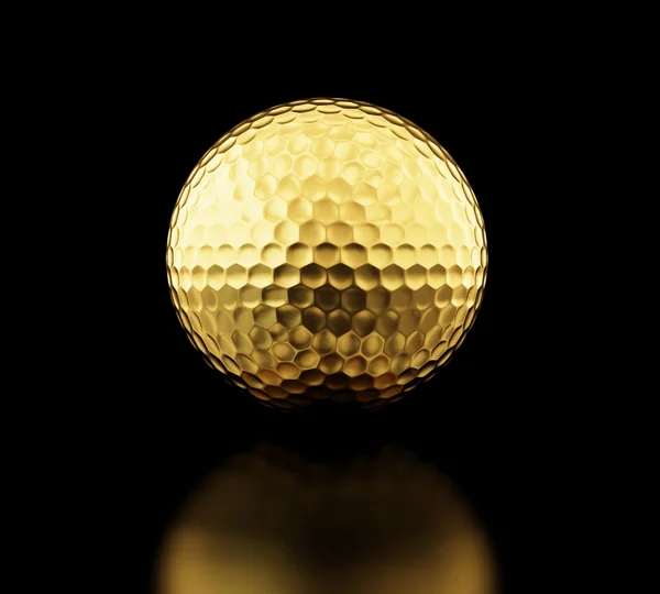 Pallina da golf in oro su sfondo nero — Foto Stock