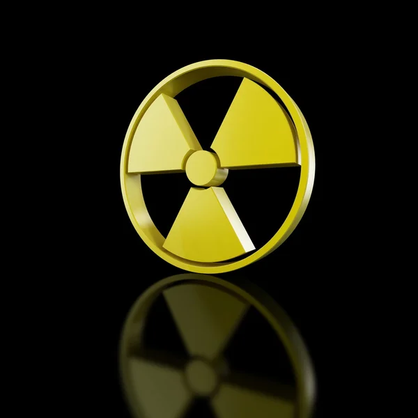 Símbolo de átomo no fundo preto — Fotografia de Stock