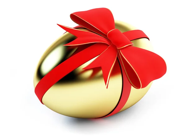 Egg gold with bow — Stock Photo, Image