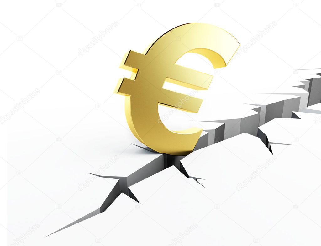 Earth crack euro isolated