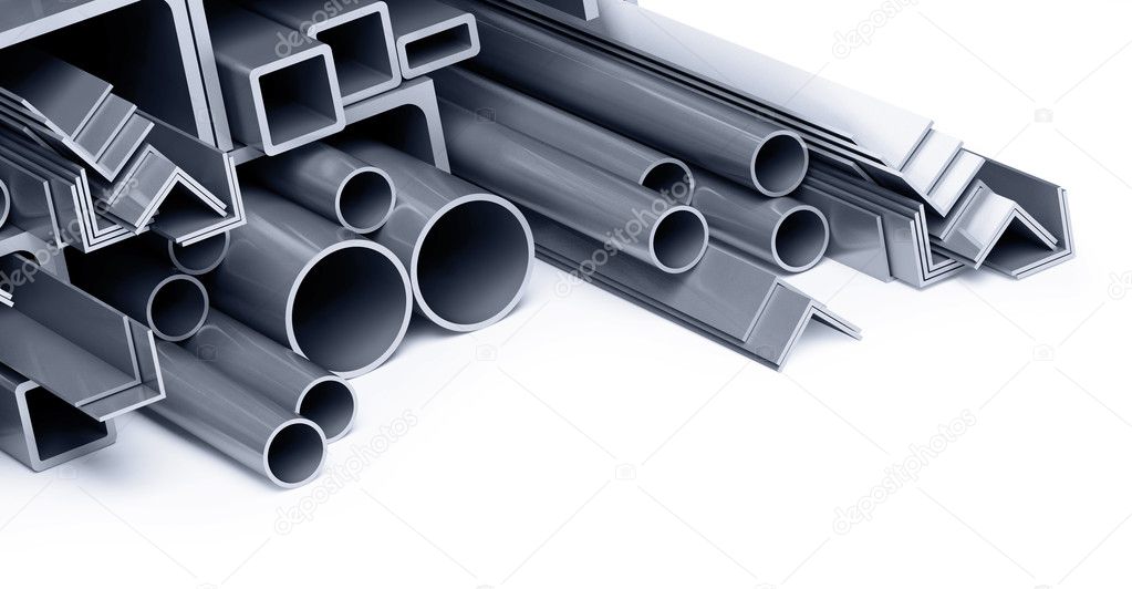 Background metallic pipes, corners, types
