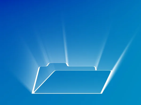 Сияющий символ папки на синем фоне — стоковое фото