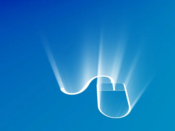 Svítí symbol myší na modrém pozadí — Stock fotografie