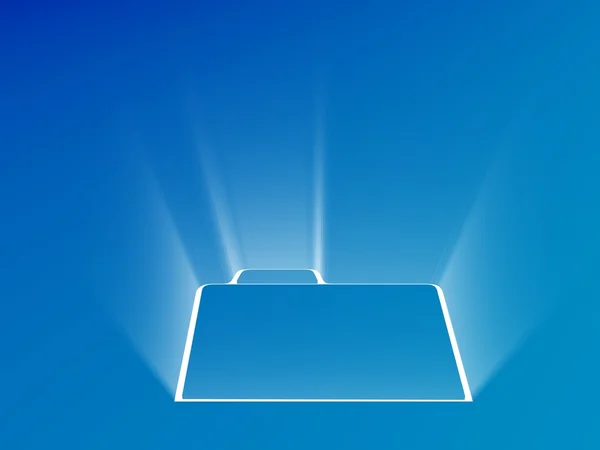 Leuchtendes Symbol des Ordners auf blauem Hintergrund — Stockfoto