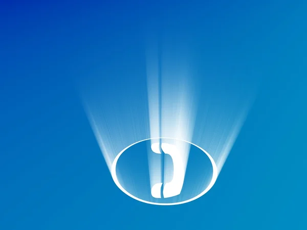Shining symbol of phone on blue background — Stock Photo, Image