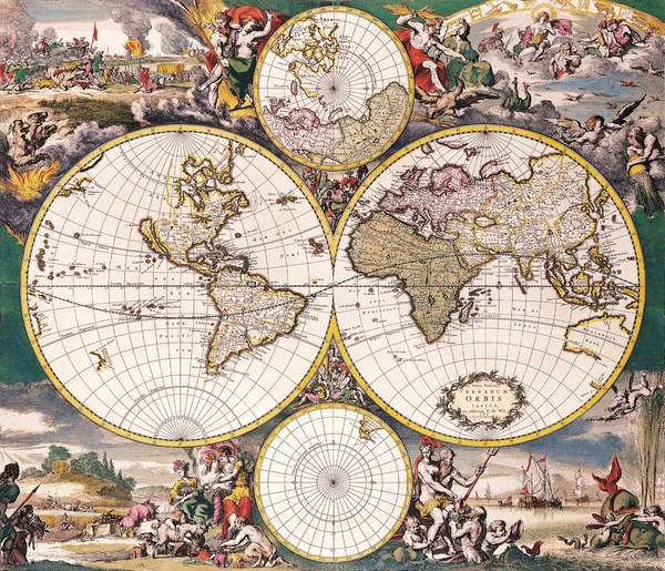 Vysoce kvalitní starožitný mapa - frederick de wit, 1668 — Stock fotografie