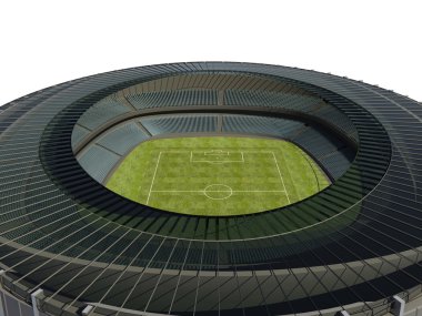 koyu arka plan üzerinde futbol sahası ile Olimpiyat Stadyumu