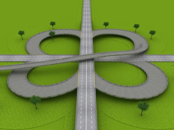 Highway Traffic Roundabout on the Green Grass — Stock Photo, Image
