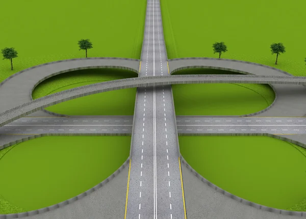 Κυκλικός κόμβος κυκλοφορίας αυτοκινητόδρομο στο πράσινο γρασίδι — Φωτογραφία Αρχείου