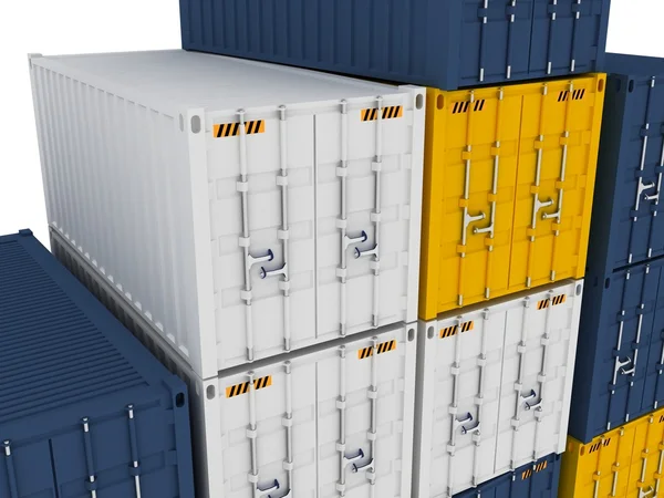 Вантажні контейнери ізольовані на білому тлі — стокове фото