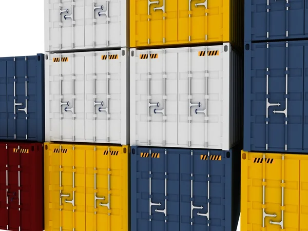 Beyaz arka plan üzerinde izole kargo konteynerler — Stok fotoğraf