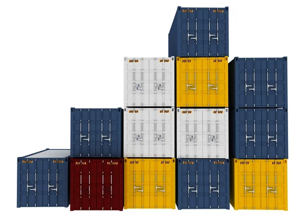 Вантажні контейнери ізольовані на білому тлі — стокове фото