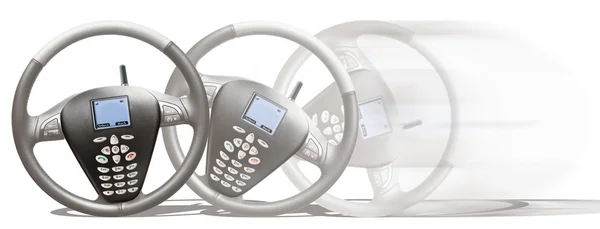 Встроенное рулевое колесо мобильного телефона — стоковое фото