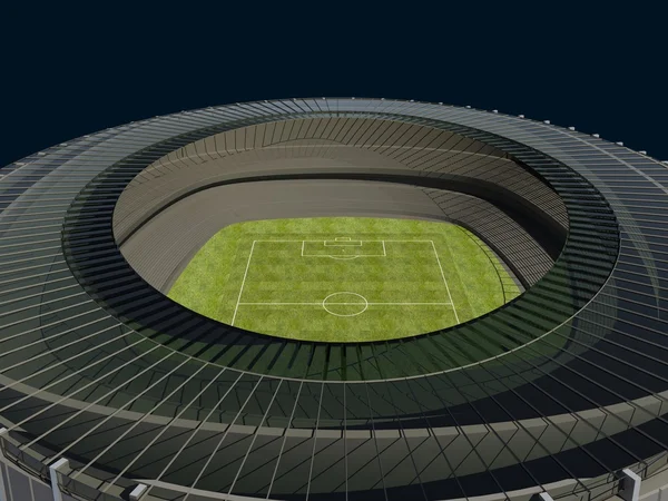 Олімпійський стадіон з футбольне поле на темному тлі — стокове фото