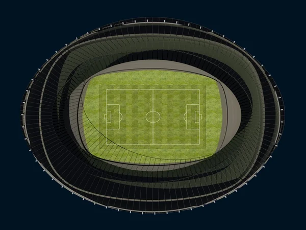 Olympijský stadion s fotbalové hřiště na tmavém pozadí — Stock fotografie