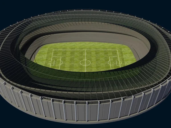 Олимпийский стадион с футбольным полем на темном фоне — стоковое фото
