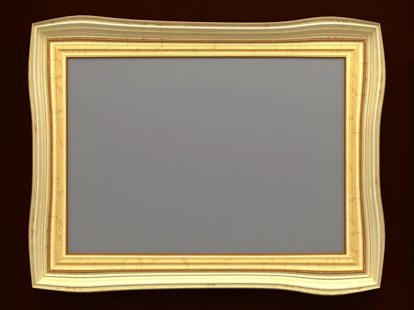 Gouden afbeeldingsframes op donker muur — Stockfoto
