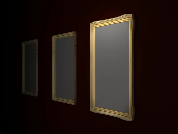 Marcos de imagen dorados en pared oscura —  Fotos de Stock