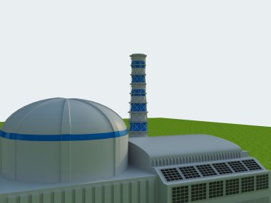 nükleer güç istasyonu - bilgisayar sanat 3d serisi