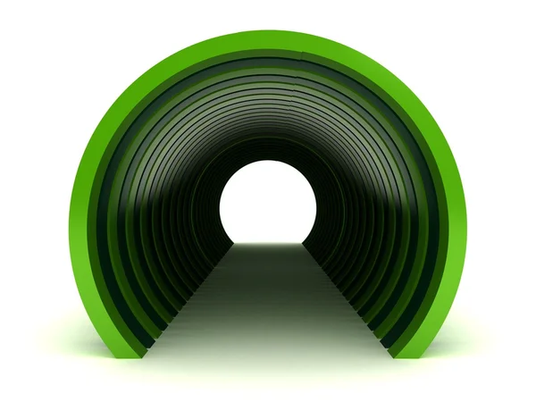 Zelený tunel izolovaných na bílém pozadí — Stock fotografie