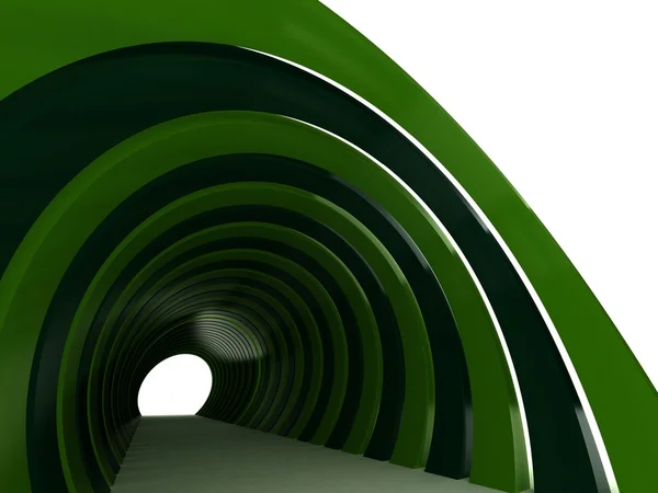 Grüner Tunnel isoliert auf weißem Hintergrund — Stockfoto