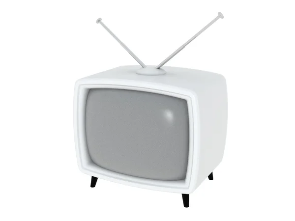 Старомодний білий телевізор ізольований на білому тлі — стокове фото