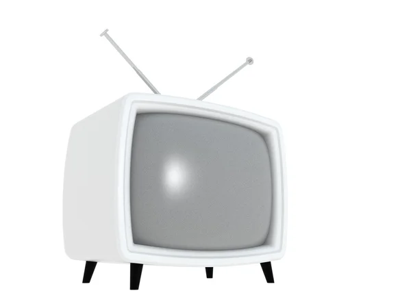 白い背景上に分離されて白の昔ながらのテレビ — ストック写真