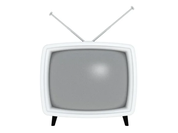 Старомодный белый телевизор на белом фоне — стоковое фото
