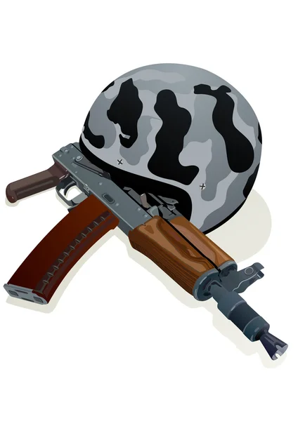Helmet and gun — Stock Vector