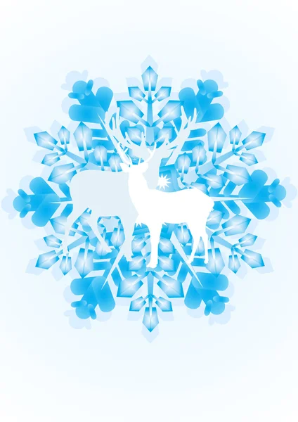 Reindeer on the snowflake — Stock Vector