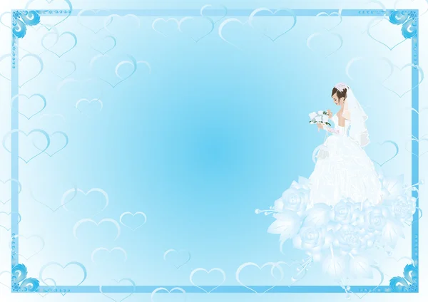 La mariée et le bouquet de mariée — Image vectorielle